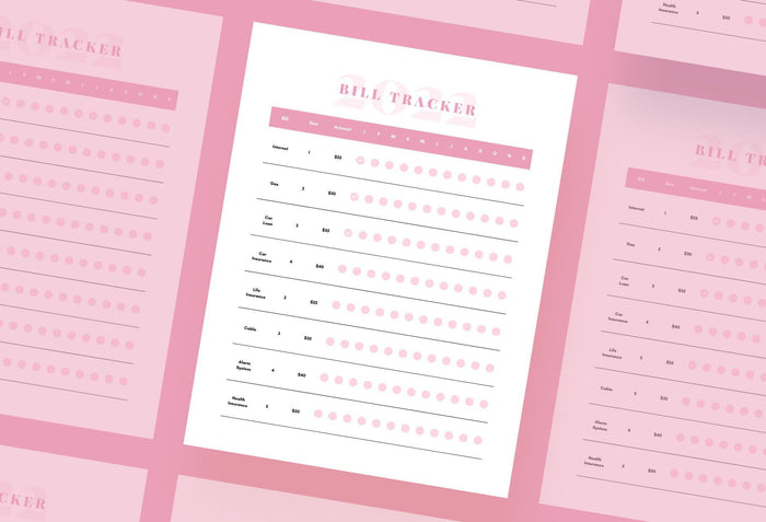 Ladystrategist Mimi Pink Annual Bill Tracker Printable and Editable Canva Template instagram canva templates social media templates etsy free canva templates