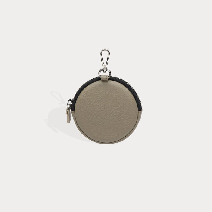 Mini Round Pouch - Greige/ Silver Fashion Pouch Bandolier