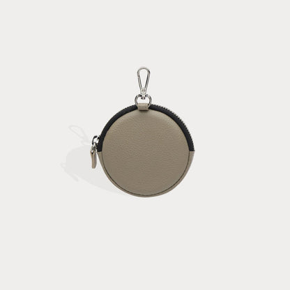 Mini Round Pouch - Greige/ Silver Fashion Pouch Bandolier
