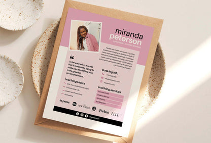 Ladystrategist Miranda Speaker One-Sheet Canva Template instagram canva templates social media templates etsy free canva templates