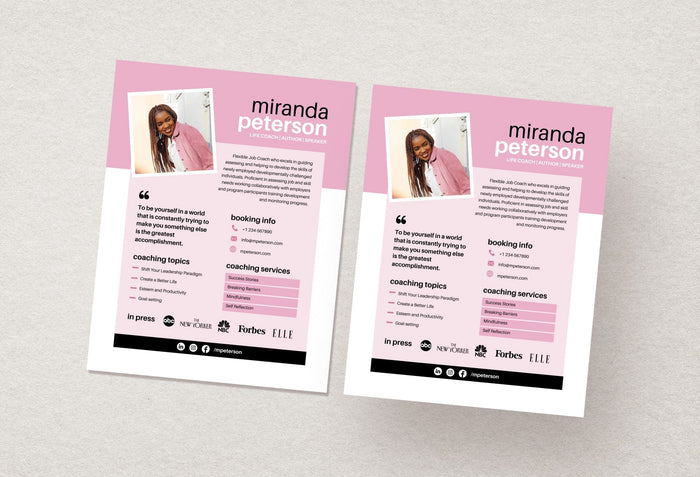 Ladystrategist Miranda Speaker One-Sheet Canva Template instagram canva templates social media templates etsy free canva templates