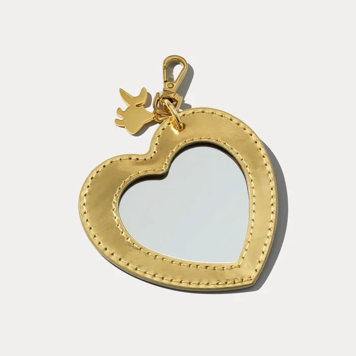 Mirror Heart Charm - Gold Patent/Gold