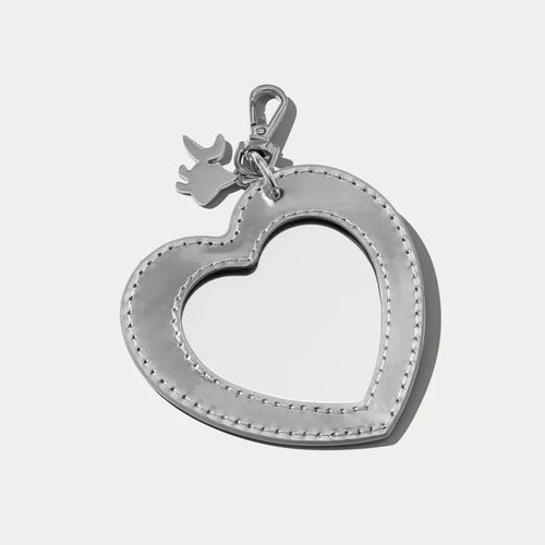 Mirror Heart Charm - SilverPatent/Silver
