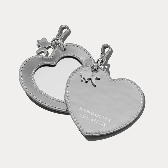 Mirror Heart Charm - SilverPatent/Silver