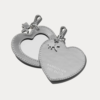 Mirror Heart Charm - SilverPatent/Silver