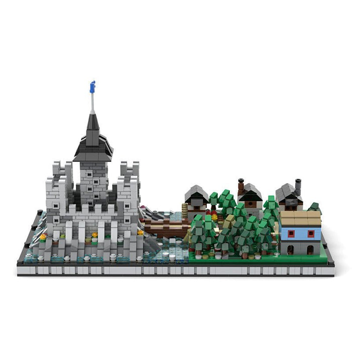 MOC Microscale Castle Village Diorama - LesDiy - Klemmbausteine