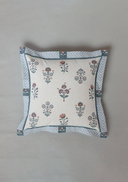 Montrose Blue | Printed Floral |100% Cotton Cushion Cover For Sofa