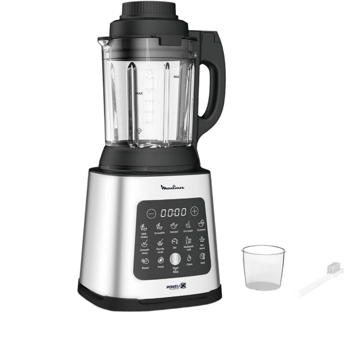 Blender with digital display on a white background