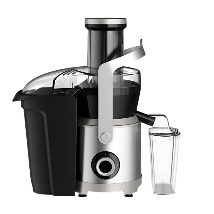 Juicer with a clear container on a white background