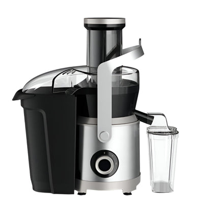 Juicer with a clear container on a white background