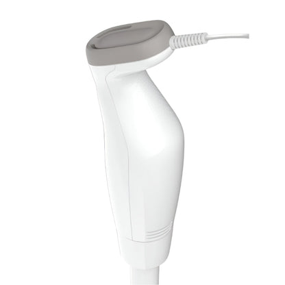White handheld device with a gray top on a white background