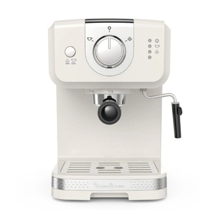 White espresso machine on a white background