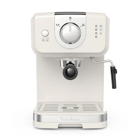 White espresso machine on a white background
