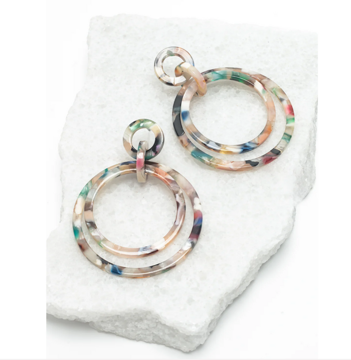 Multi-Colored Resin Dangle Hoop Earrings, Give freedom to exploited girls & women!