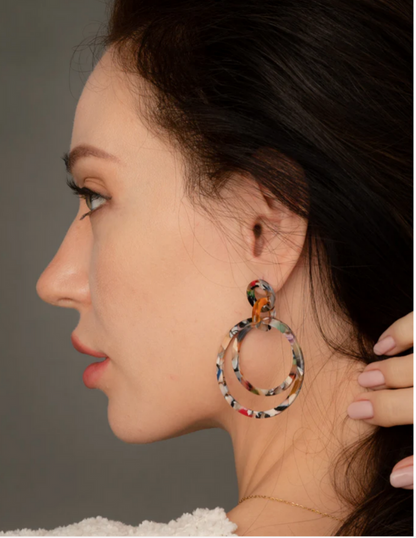 Multi-Colored Resin Dangle Hoop Earrings, Give freedom to exploited girls & women!
