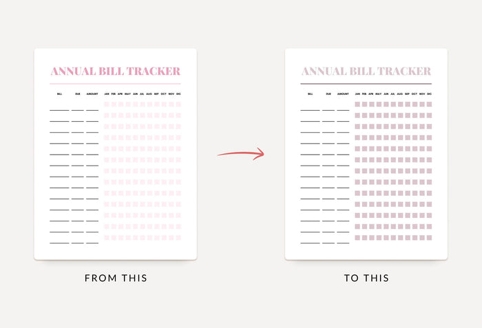 Ladystrategist Nadeshiko Pink Annual Bill Tracker Printable and Editable Canva Template instagram canva templates social media templates etsy free canva templates