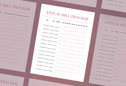 Ladystrategist Nadeshiko Pink Annual Bill Tracker Printable and Editable Canva Template instagram canva templates social media templates etsy free canva templates