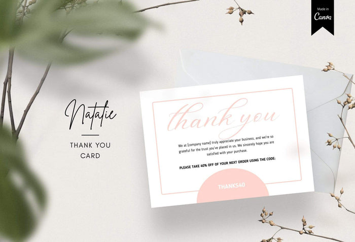 Ladystrategist Natalie Printable Thank You Card Packaging Insert Note Canva Template instagram canva templates social media templates etsy free canva templates