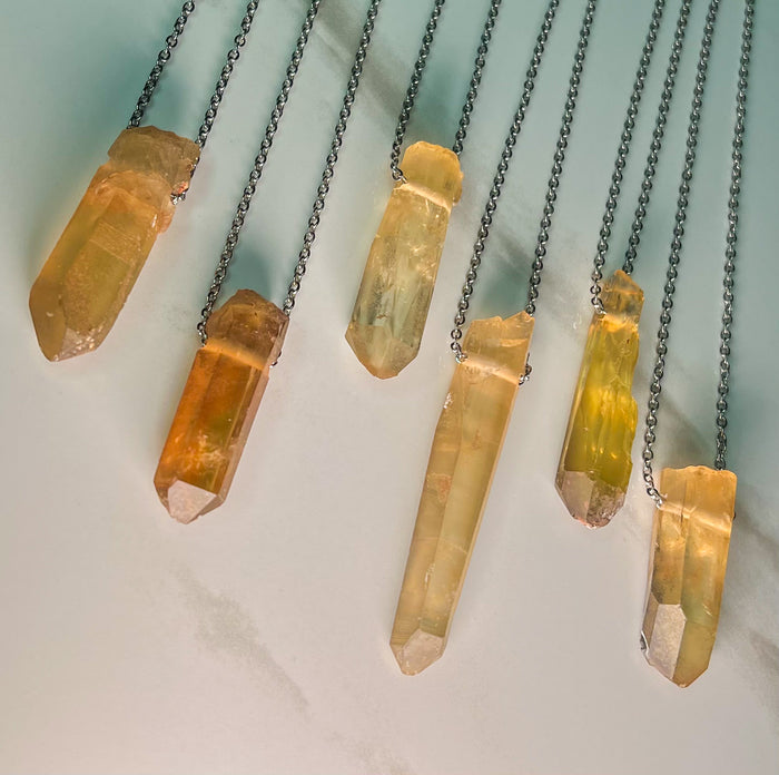 Natural Citrine Rough Point Choker Necklace