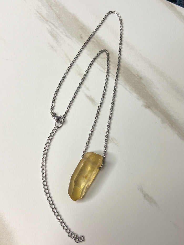 Natural Citrine Rough Point Choker Necklace
