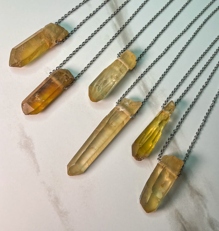 Natural Citrine Rough Point Choker Necklace