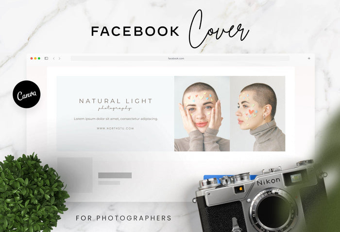 Ladystrategist Natural Light Facebook Cover for Photographers Editable Canva Template instagram canva templates social media templates etsy free canva templates