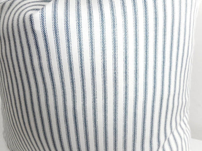 Navy Farmhouse Ticking Stripe Pillow Cover