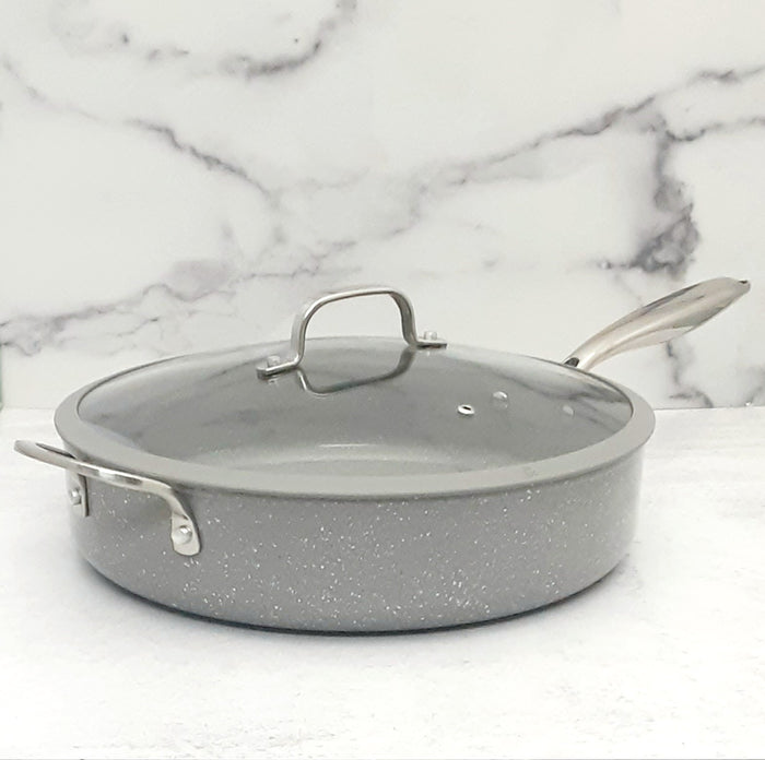 NEW!!   Deep Fry Pan w/Lid 12.5" GREY