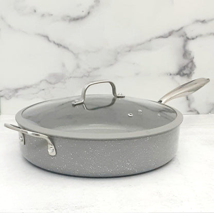 NEW!!   Deep Fry Pan w/Lid 12.5" GREY