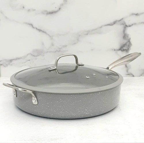 NEW!!   Deep Fry Pan w/Lid 12.5" GREY