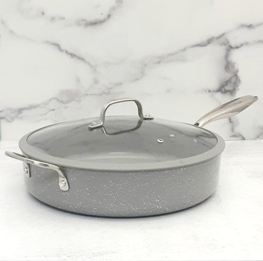NEW!!   Deep Fry Pan w/Lid 12.5" GREY