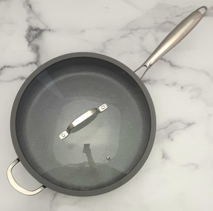 NEW!!   Deep Fry Pan w/Lid 12.5" GREY