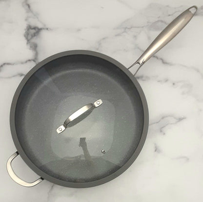NEW!!   Deep Fry Pan w/Lid 12.5" GREY
