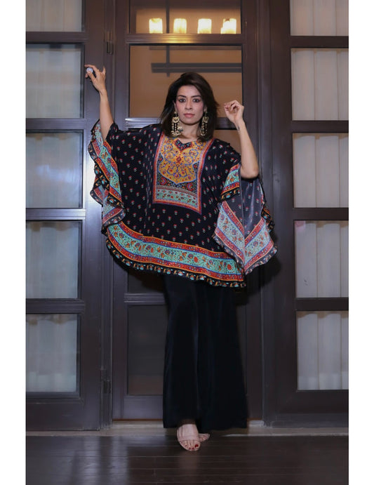 Noir Elegance Kaftan Co-ord Set