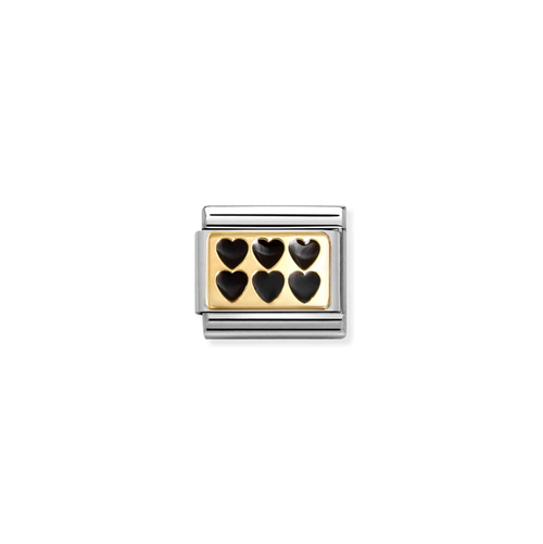Nomination Classic 18K Gold Charm - Black Hearts