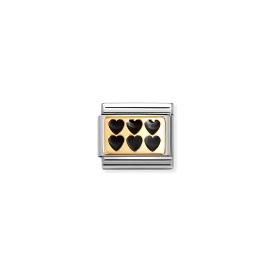 Nomination Classic 18K Gold Charm - Black Hearts