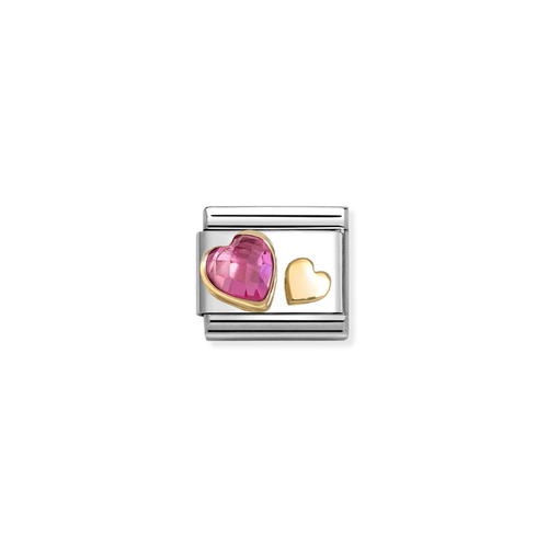Nomination Classic 18K Gold Charm - CZ Dark Pink Heart