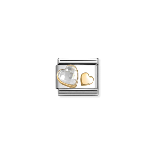 Nomination Classic 18K Gold Charm - CZ White Heart