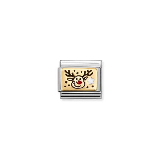 Nomination Classic 18K Gold Charm - Reindeer Red Nose
