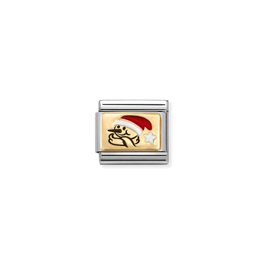 Nomination Classic 18K Gold Charm - Snowman Red Hat