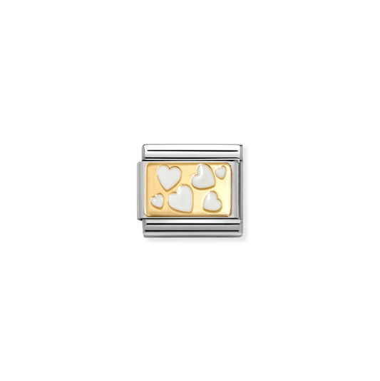 Nomination Classic 18K Gold Charm - White Scattered Hearts