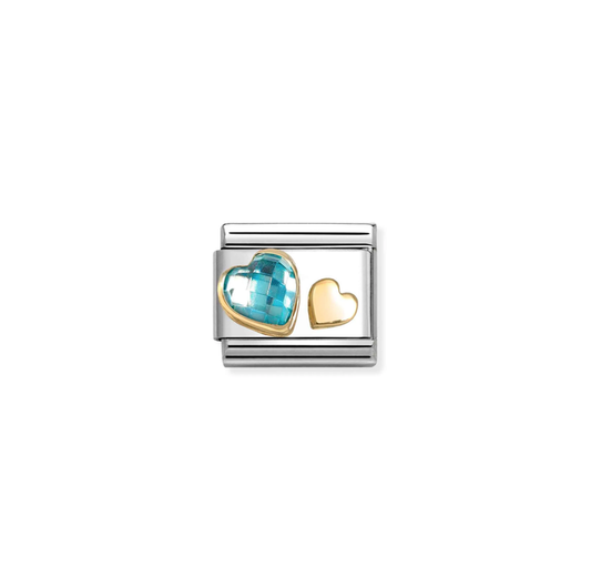 Nomination Classic 18K Gold Charm -CZ Light Blue Heart