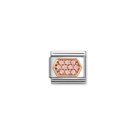Nomination Classic 9K Rose Gold Charm CZ Pink Hexagon