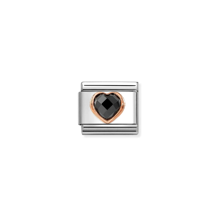 Nomination Classic 9K Rose Gold Faceted Black Heart Charm