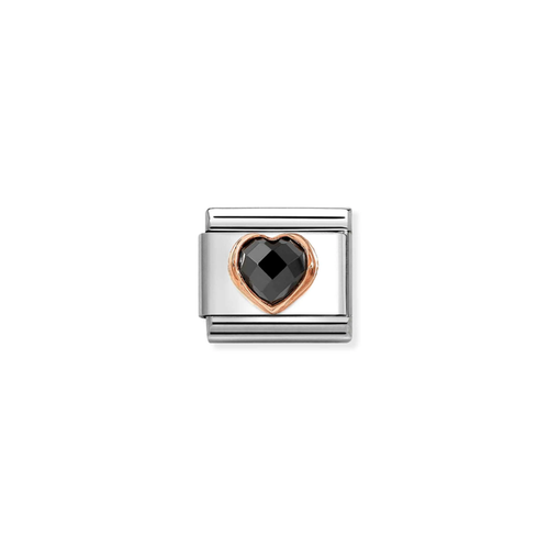 Nomination Classic 9K Rose Gold Faceted Black Heart Charm