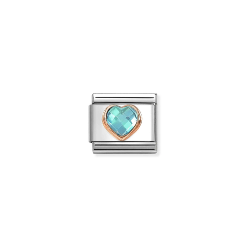Nomination Classic 9K Rose Gold Faceted Blue Heart Charm