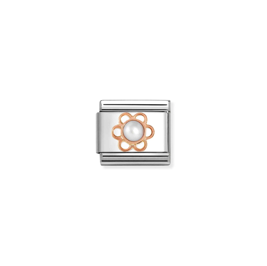 Nomination Classic 9K Rose Gold Flower & White Pearl Charm