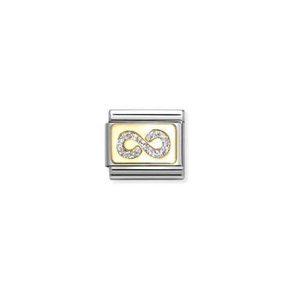Nomination Classic Gold Charm - Silver Glitter Infinity