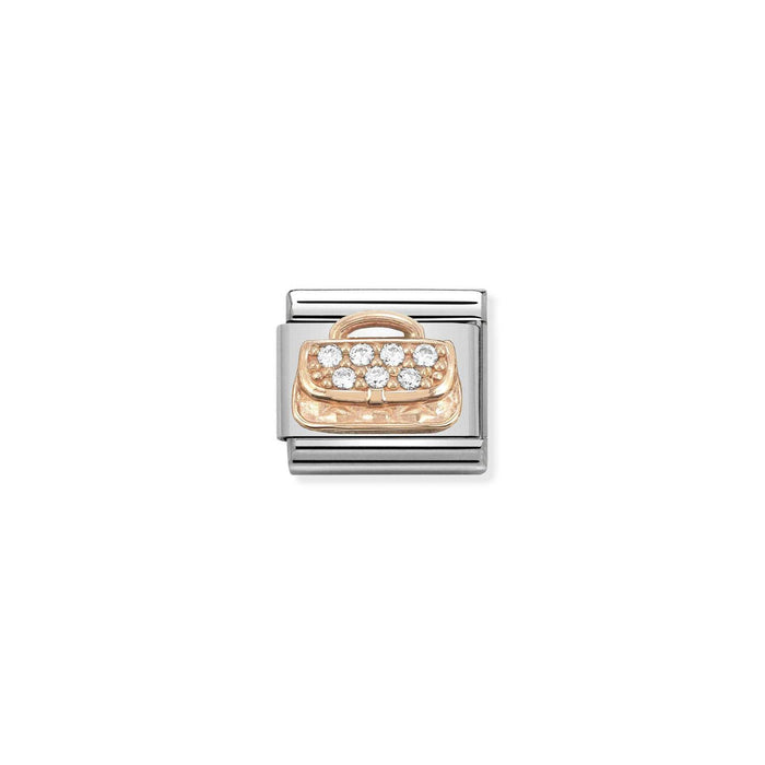 Nomination Classic Link 9K Rose Gold and Cubic Zirconia Handbag Charm