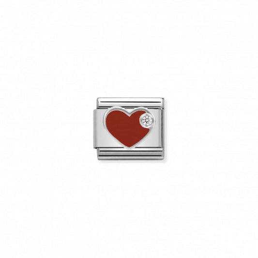 Nomination Classic Link Cubic Zirconia and Enamel Red Heart Charm